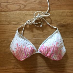 VICTORIA’s SECRET - white bikini top - pink sparkl